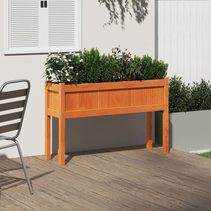 Jardinera Con Patas Madera Maciza Pino Marrón Cera 110x31x70 Cm_2
