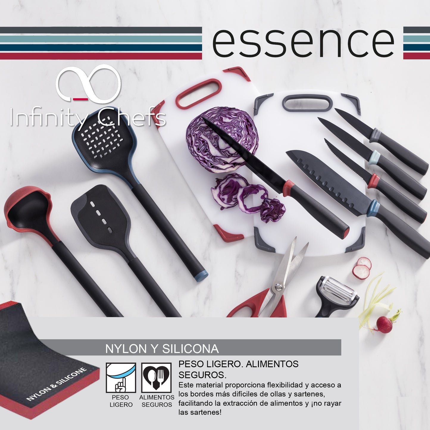 Juego De 6 Cuchillos De Cocina En Acero Inoxidable + Set De 2 Tablas De Corte_1