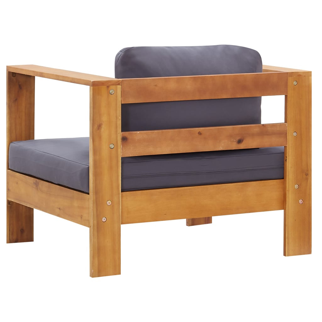Vidaxl Silla De Jardín Con Cojín Madera Maciza De Acacia Gris Oscuro_4