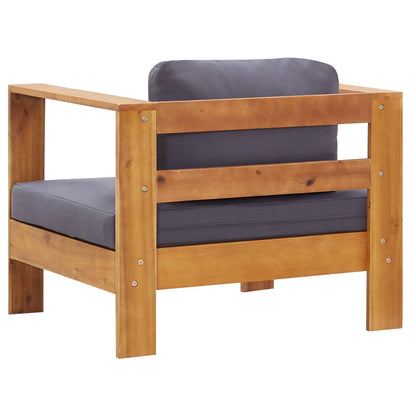 Vidaxl Silla De Jardín Con Cojín Madera Maciza De Acacia Gris Oscuro_4