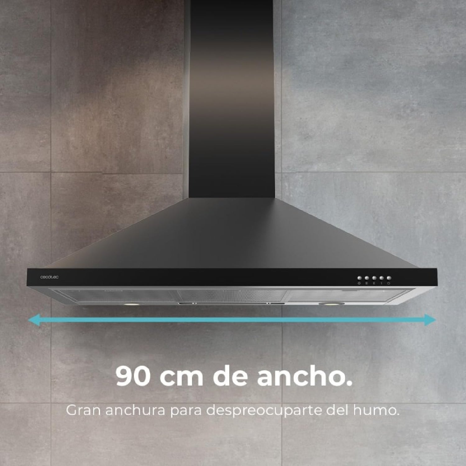 Campana Extractora Piramidal De 60cm Bolero Flux Pm 604300 Black C. Motor 105w, Succión 430m3/h, Control Mecánico, 3 Niveles De Potencia, Luz, Filtr_3