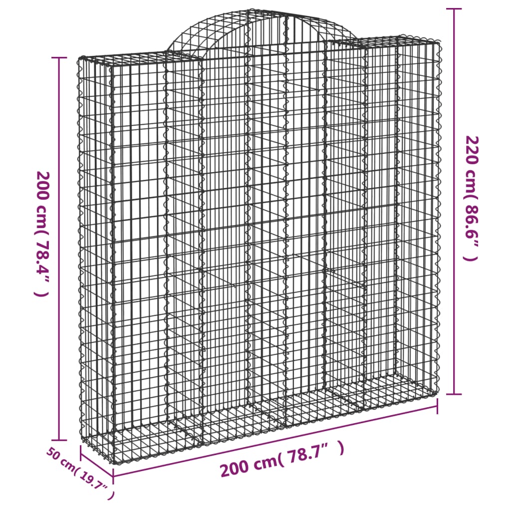 Cestas De Gaviones 11 Uds Forma De Arco Hierro 200x50x200/220cm_5