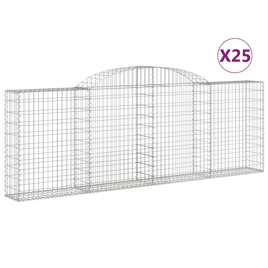 Cestas De Gaviones 25 Uds Forma Arco Hierro 300x30x100/120 Cm_0