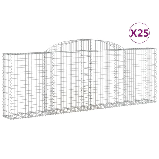 Cestas De Gaviones 25 Uds Forma Arco Hierro 300x30x100/120 Cm_0