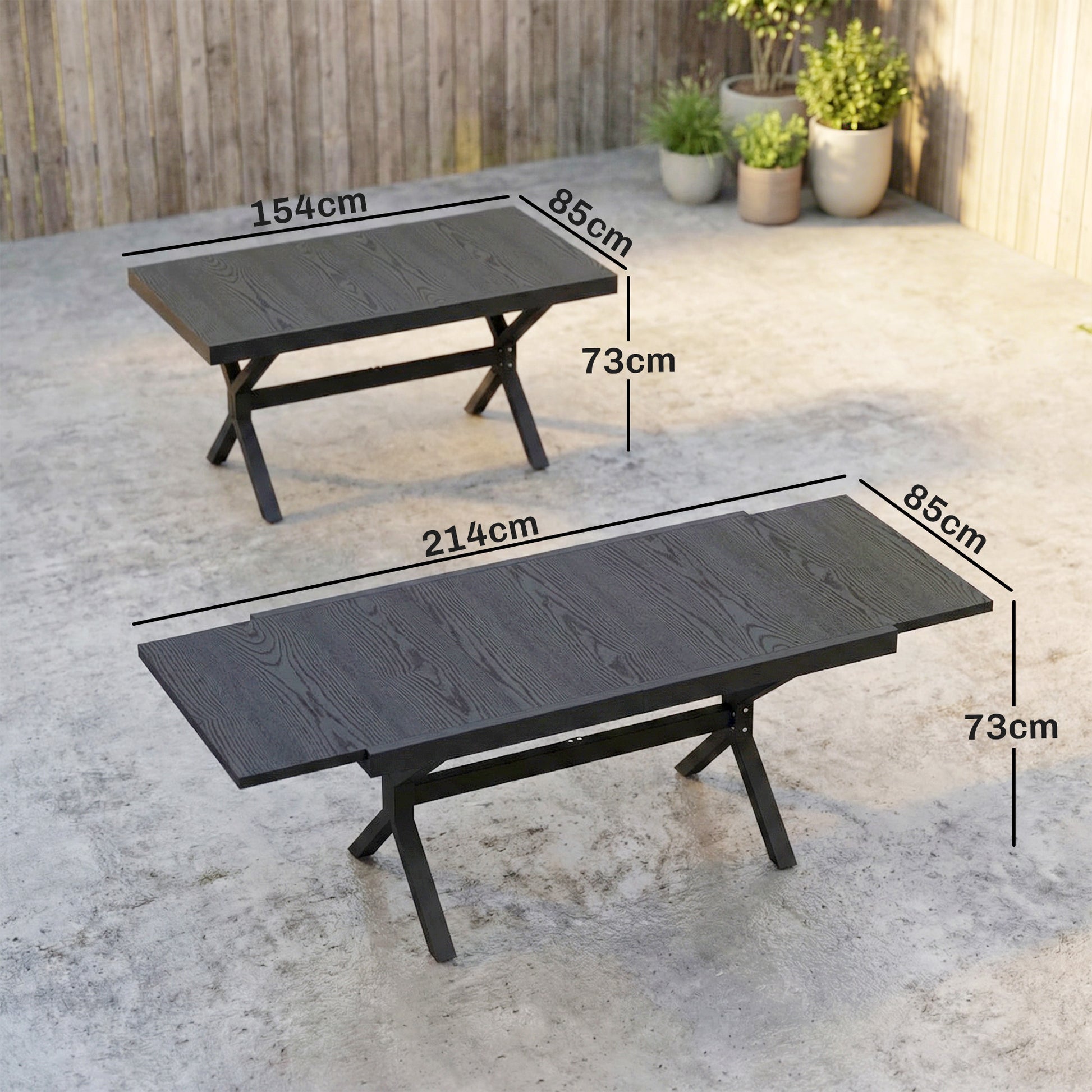 Outsunny Mesa De Jardín Exterior Extensible 154/214x85 Cm De Aluminio Acero Gris_2