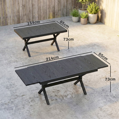 Outsunny Mesa De Jardín Exterior Extensible 154/214x85 Cm De Aluminio Acero Gris_2