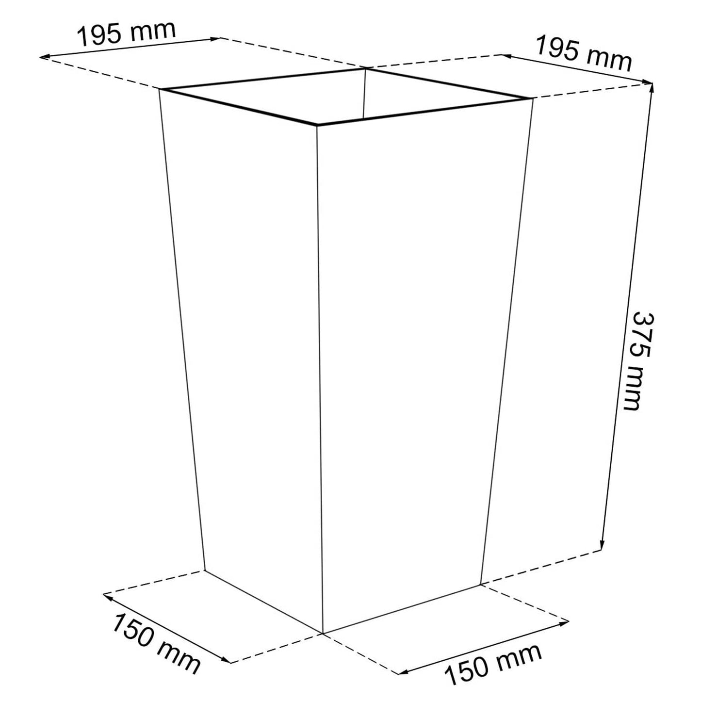 Maceta Alta 11,4 L Prosperplast Urbi Square Effect De Plástico Con Depósito En Color Antracita, 37,5 (alto) X 19,5 (ancho) X 19,5 (profundo) Cms_2