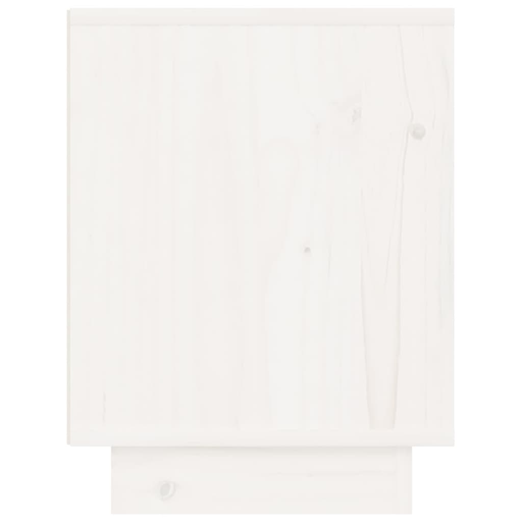 Mesita De Noche De Madera Maciza De Pino Blanco 40x30x40 Cm_3