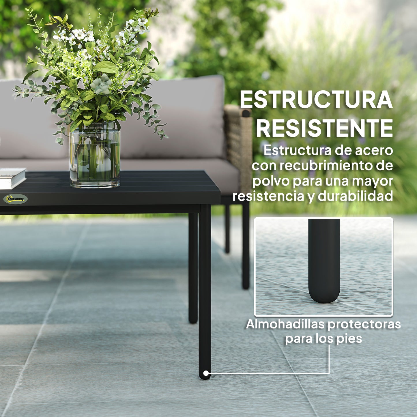 Outsunny Conjunto De Jardín De Ratán Sintético De 4 Piezas Natural Y Gris_5