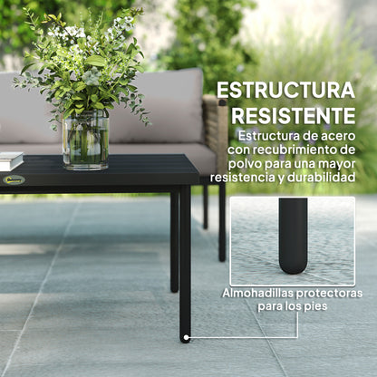 Outsunny Conjunto De Jardín De Ratán Sintético De 4 Piezas Natural Y Gris_5
