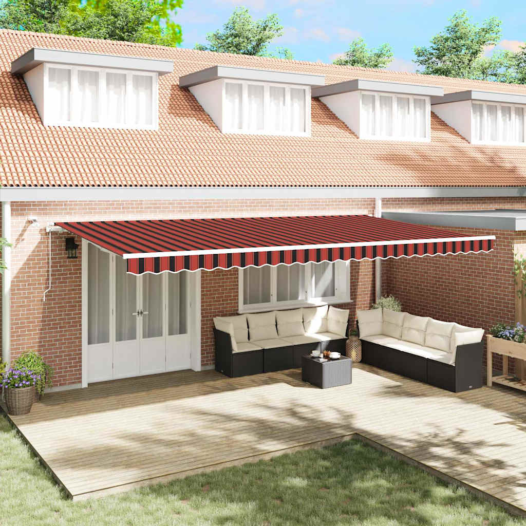 Toldo Retráctil Naranja Y Marrón 600 X 350 Cm Poliéster_1