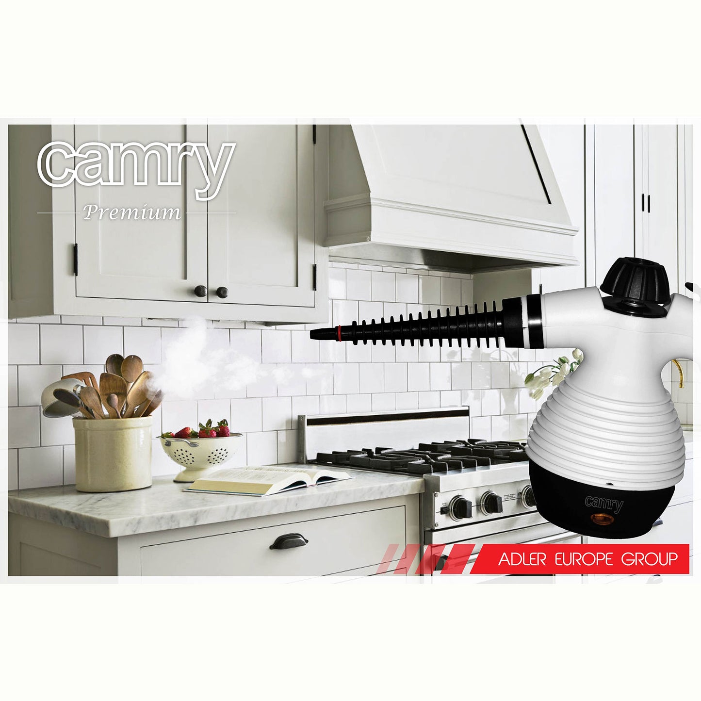 Vaporeta Limpiador Vapor A Presión 3,5 Bar, Desinfección Portátil Depósito 350ml, 10 Accesorios Camry Cr7021, Blanco/negro