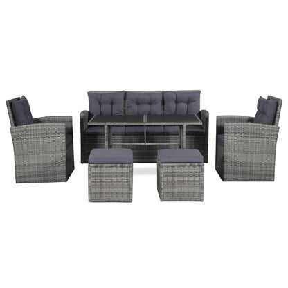 Vidaxl Set De Muebles De Jardín 6 Pzas Y Cojines Ratán Sintético Gris_1