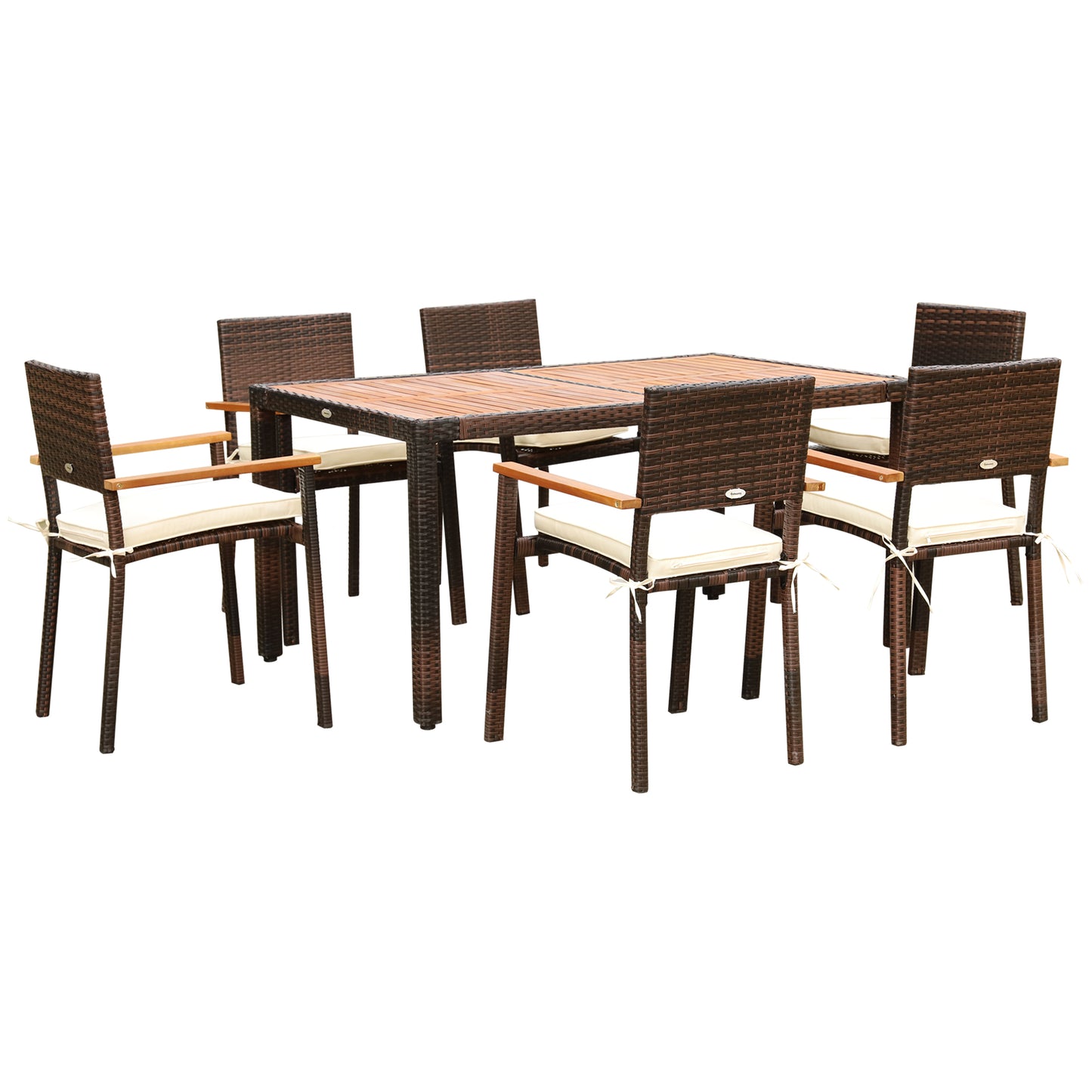 Outsunny Conjunto Muebles De Ratán Sintético Para Jardín Con 6 Silla Y Mesa_0