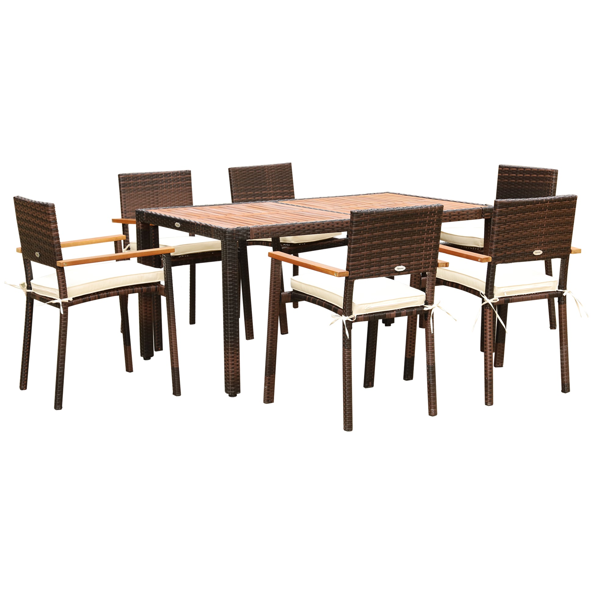 Outsunny Conjunto Muebles De Ratán Sintético Para Jardín Con 6 Silla Y Mesa_0