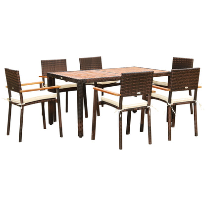 Outsunny Conjunto Muebles De Ratán Sintético Para Jardín Con 6 Silla Y Mesa_0
