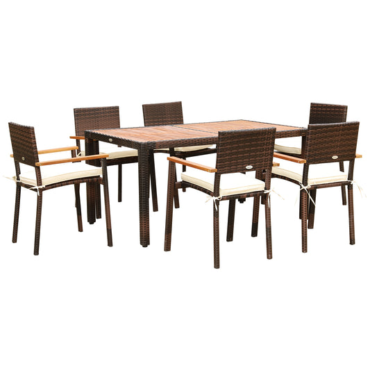 Outsunny Conjunto Muebles De Ratán Sintético Para Jardín Con 6 Silla Y Mesa_0