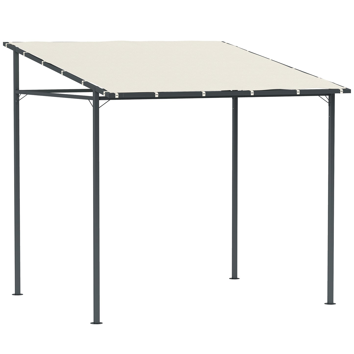 Outsunny Pérgola De Pared 2,4x2,4 M Con Techo Inclinado Protección Uv 30+ Crema_0