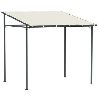 Outsunny Pérgola De Pared 2,4x2,4 M Con Techo Inclinado Protección Uv 30+ Crema_0
