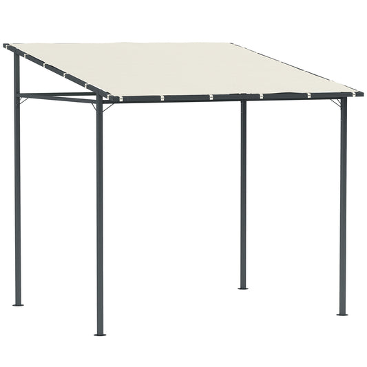 Outsunny Pérgola De Pared 2,4x2,4 M Con Techo Inclinado Protección Uv 30+ Crema_0