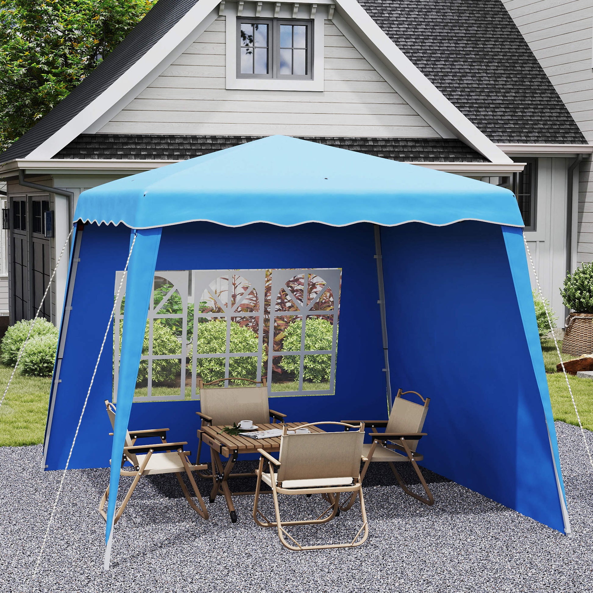 Outsunny Carpa Plegable Pop-up 2,89x2,89 M 2 Paredes Laterales Altura Ajustable_1