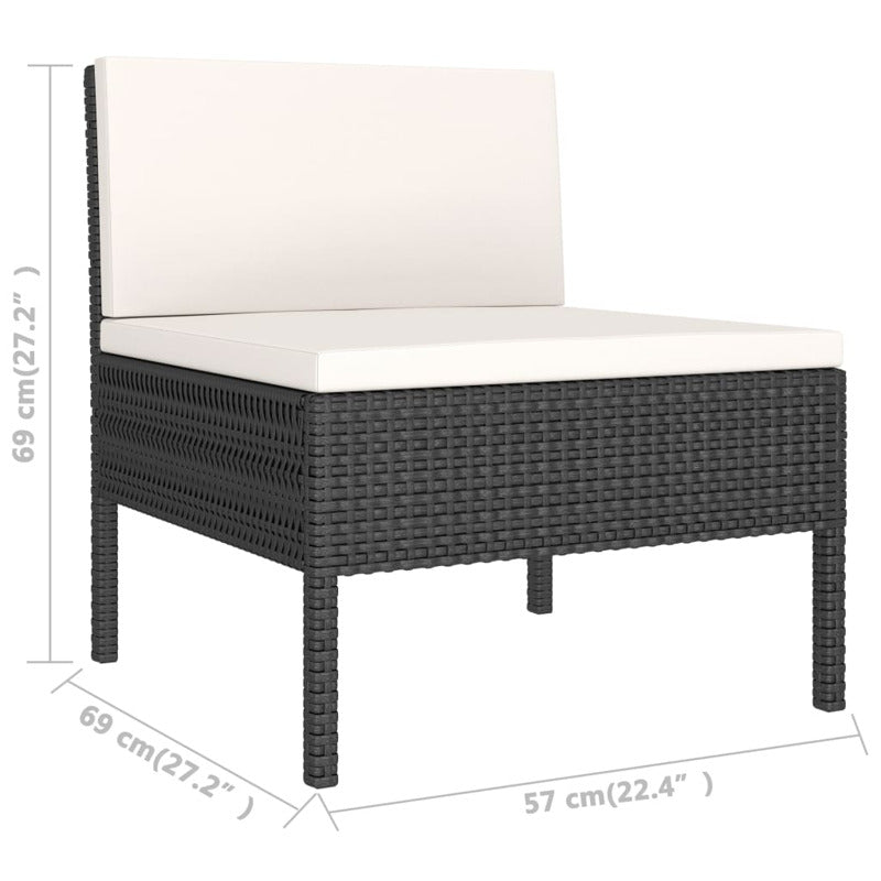 Vidaxl Set De Muebles De Jardín 3 Pzas Y Cojines Ratán Sintético Negro_5