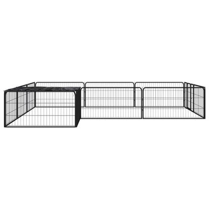 Jaula Perros 12 Paneles Acero Recubierto Polvo Negro 100x50 Cm_2