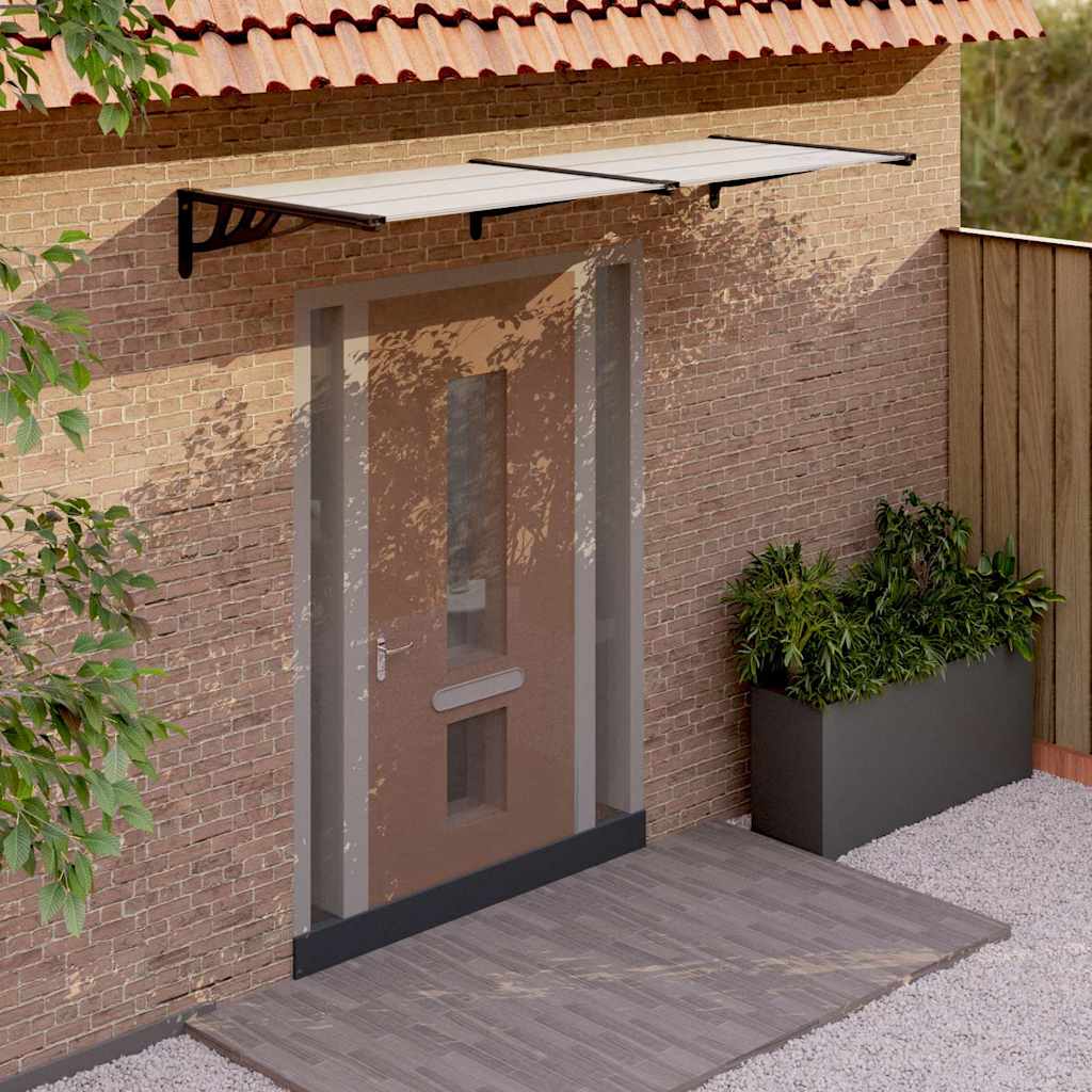 Marquesina Puerta Policarbonato Negro Y Transparente 239x90 Cm_1