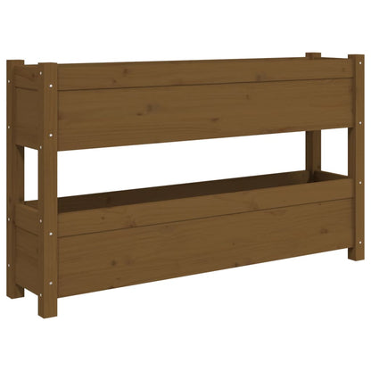 Jardinera De Madera Maciza De Pino Marrón Miel 112x25x66 Cm_0