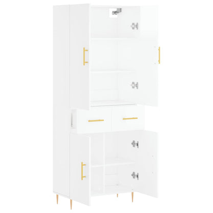 Aparador Alto Madera Contrachapada Blanco Brillo 69,5x34x180 Cm_3