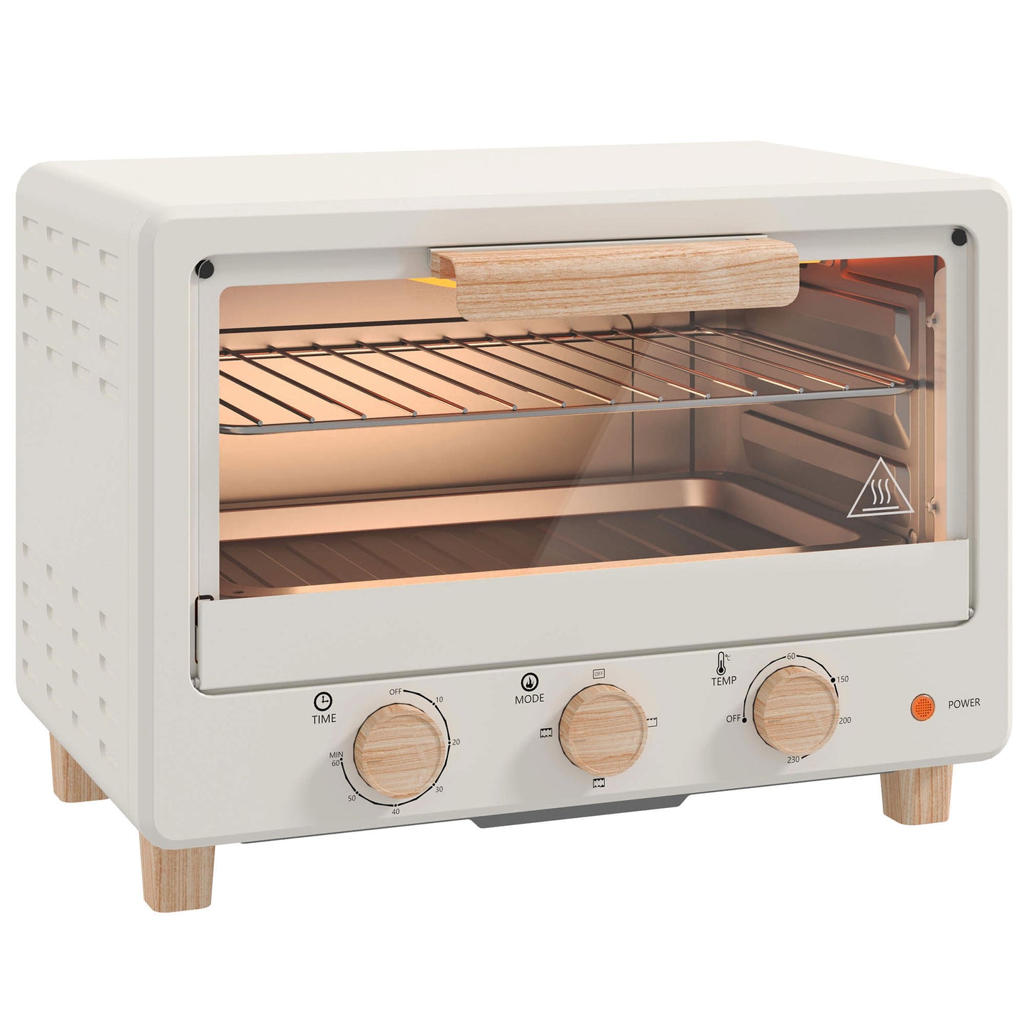 Homcom Horno Eléctrico De Sobremesa De 16l 1400w Con Temporizador Crema_0