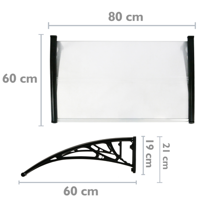 Tejadillo De Protección 80x60cm Marquesina Para Puertas Y Ventanas Negro_1