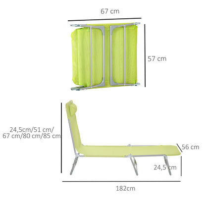 Outsunny Conjunto De 2 Tumbonas Plegables Con Respaldo 182x56x24,5 Cm Verde_2