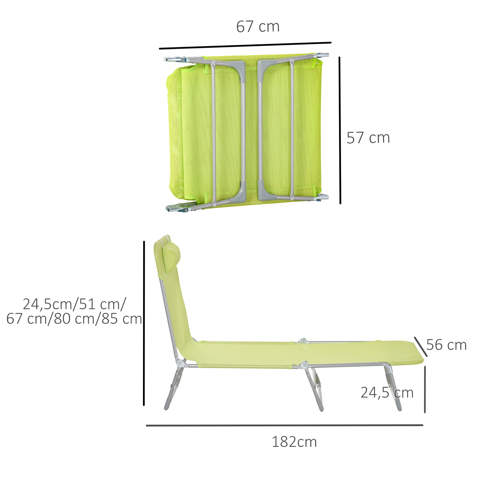 Outsunny Tumbona Plegable Y Reclinable Con Reposacabezas Y Respaldo Ajustable_2