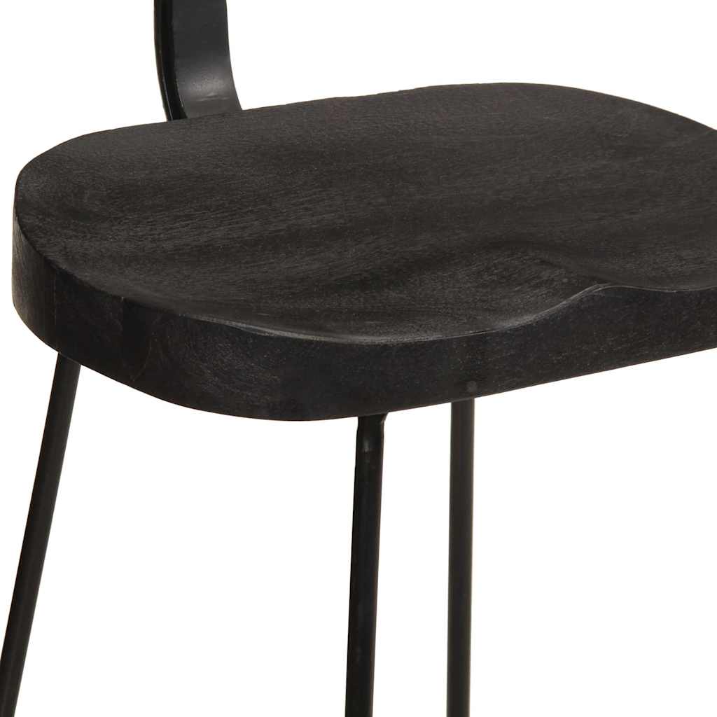 Taburetes De Barra 2 Uds Negro 49x43x88 Cm Madera Maciza Mango_4