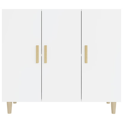 Aparador De Madera De Ingeniería Blanco Brillo 90x34x80 Cm / Vetonek_5