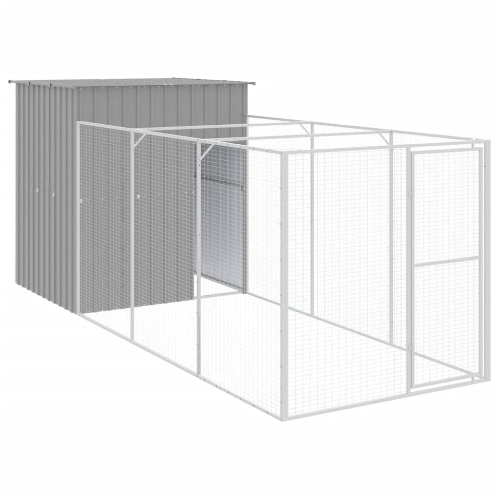 Vidaxl Caseta Perros Corral Acero Galvanizado Gris Claro 165x455x181cm_0