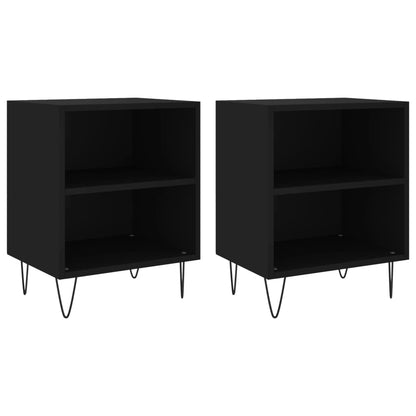 Mesitas De Noche 2 Uds Madera De Ingeniería Negro 40x30x50 Cm_0