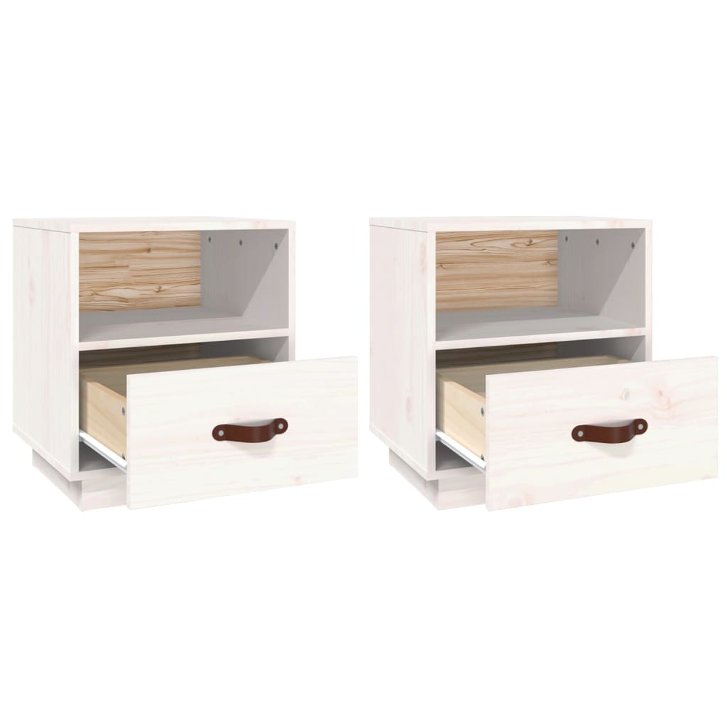 Mesitas De Noche 2 Uds Madera Maciza Pino Blanco 40x34x45 Cm_4