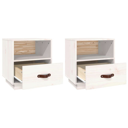 Mesitas De Noche 2 Uds Madera Maciza Pino Blanco 40x34x45 Cm_4