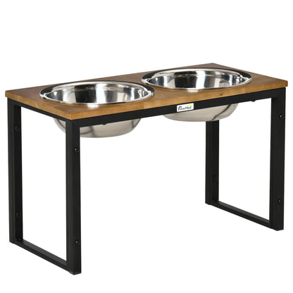 Pawhut Comedero Para Perros Elevado Con 2 Cuencos Acero Inoxidable 58x30x35,5 Cm_0