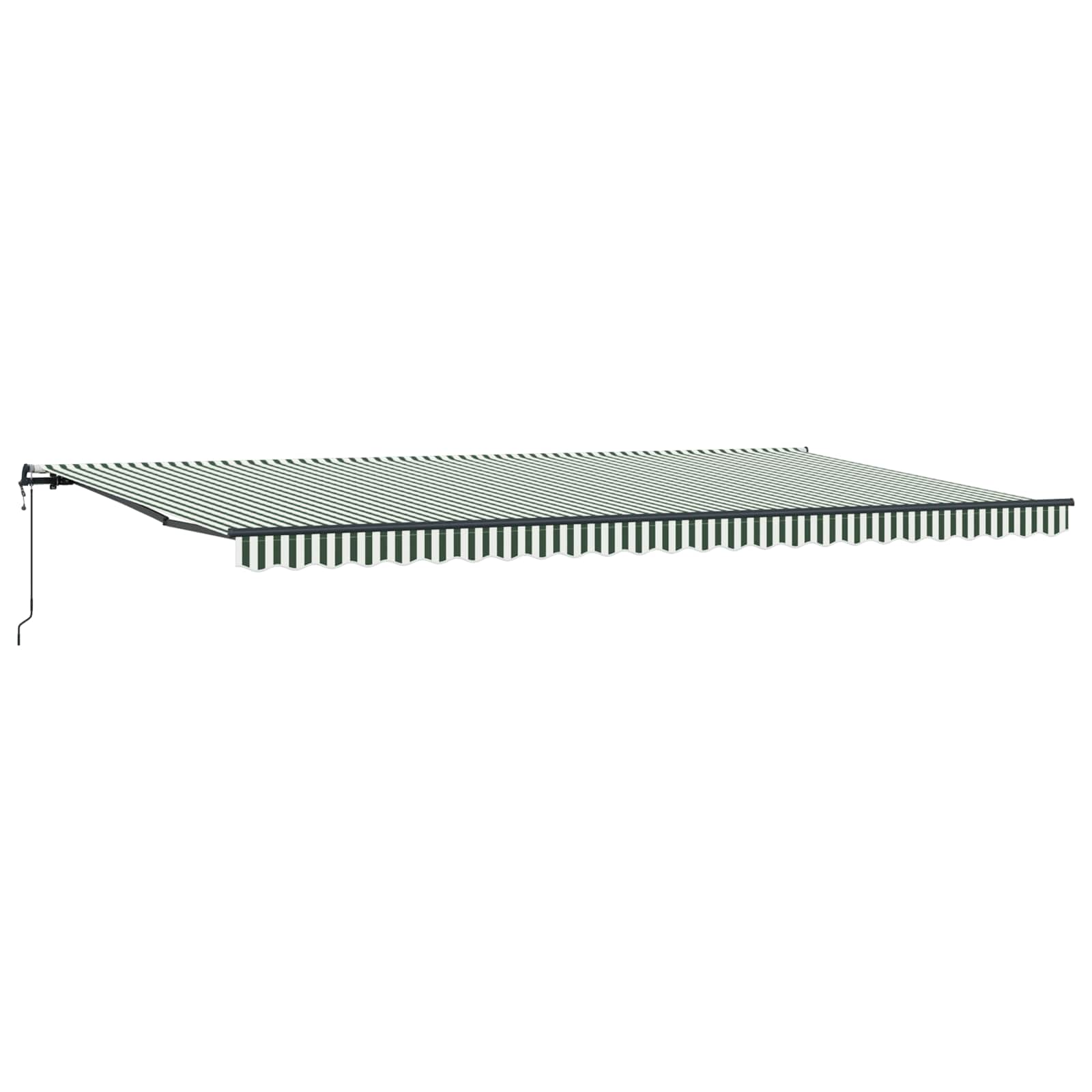 Toldo Retráctil Verde Y Blanco 600 X 300 Cm Tela Y Aluminio_0