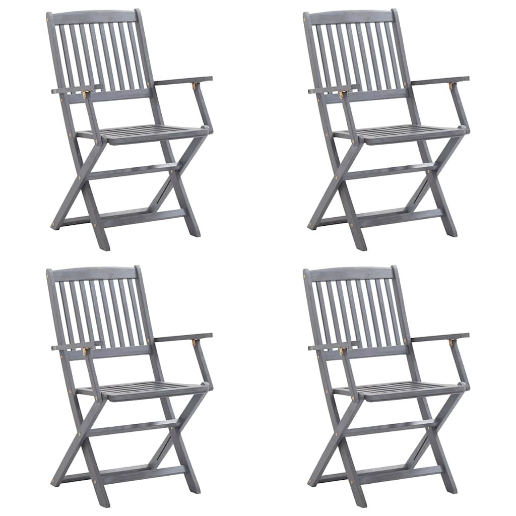 Vidaxl Sillas De Jardín Plegables 4 Uds Cojines Madera Maciza Acacia_1