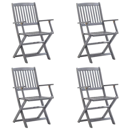 Vidaxl Sillas De Jardín Plegables 4 Uds Cojines Madera Maciza Acacia_1