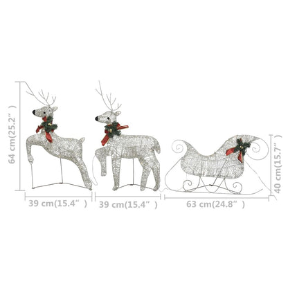 Vidaxl Renos Y Trineo De Navidad Decorativos Con 60 Led Plateado_2