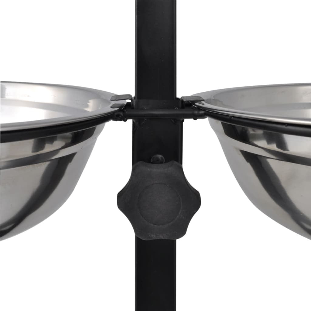 Vidaxl Soporte De Alimentación Ajustable Mascota 2x1,6l Tazón Inoxidable_3