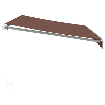 Toldo Retráctil Manual Con Luz Led Marrón 350x250 Cm_4