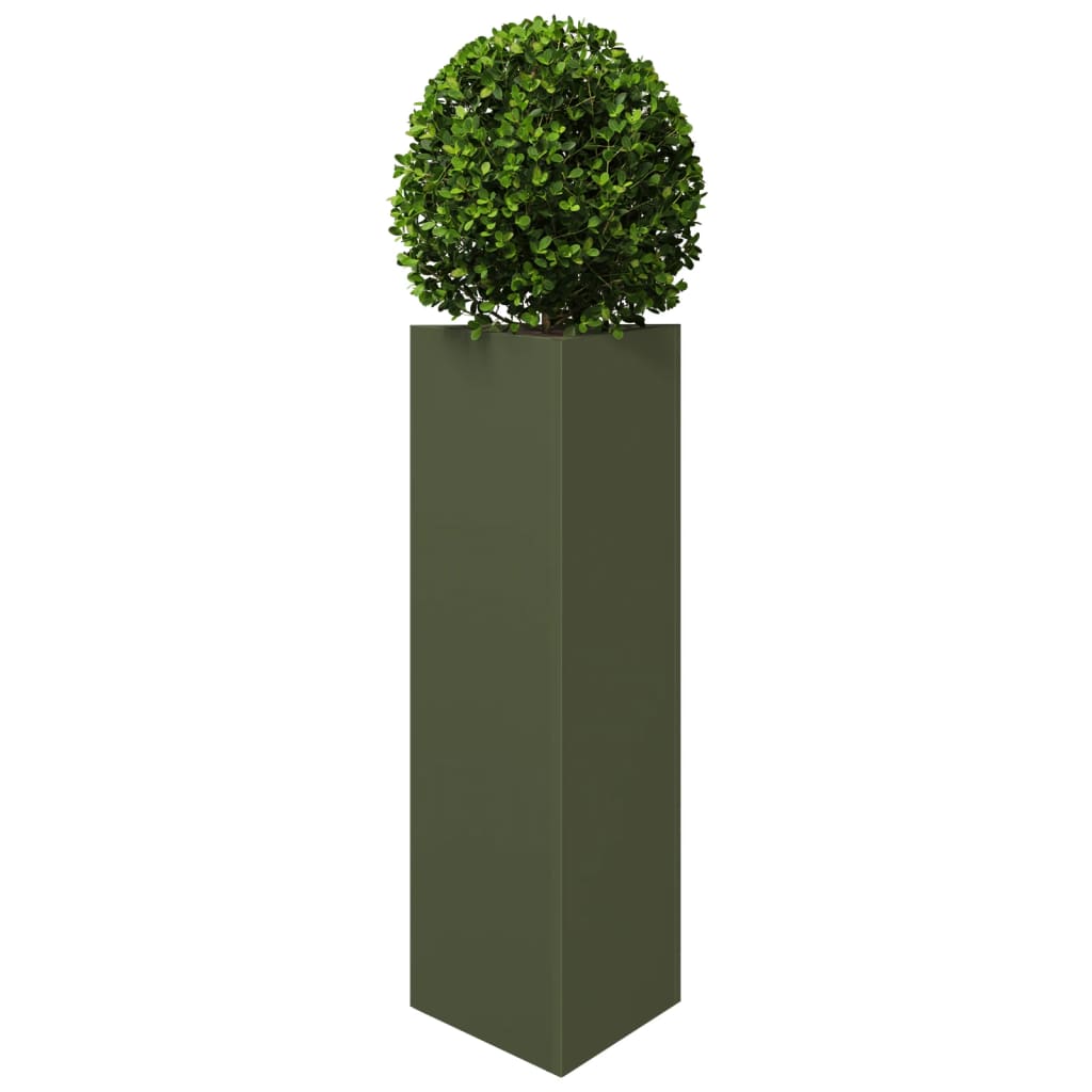 Jardineras Triangulares 2 Uds Acero Verde Oliva 30x26x75 Cm_3
