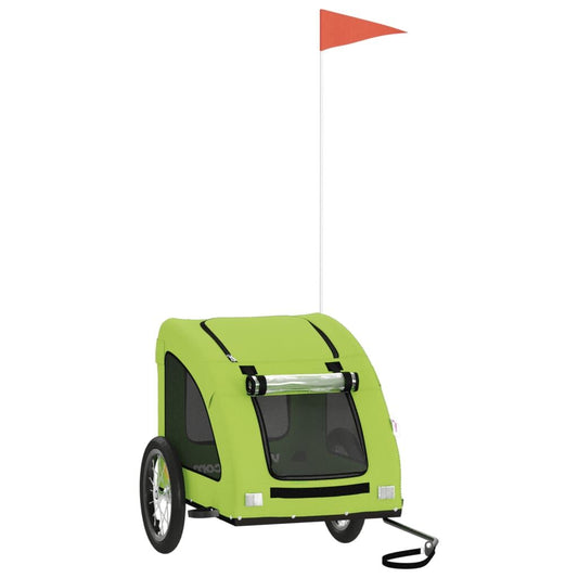 Vidaxl Remolque De Bicicleta Mascotas Hierro Tela Oxford Verde_0