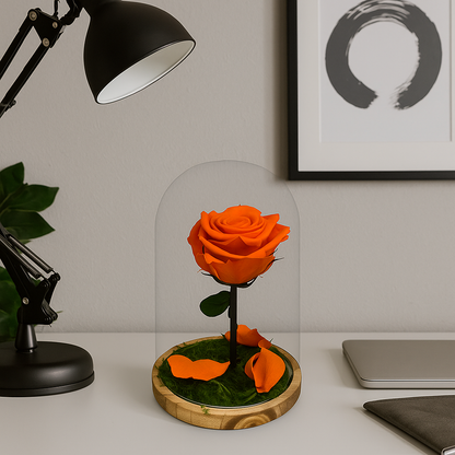 Mundo Eterno Rosa En Cúpula Naranja 12x20cm